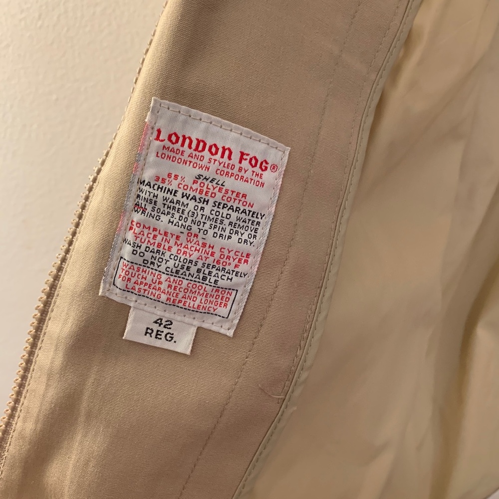 London Fog Unisex Raincoat 42R No Zip-In Liner - Picture 4 of 5